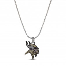 Minnesota Vikings GLD 14K White Gold Logo Pendant & 20 Tennis Chain