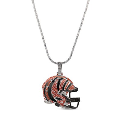 Cincinnati Bengals GLD 14K White Gold Logo Pendant & 20 Tennis Chain