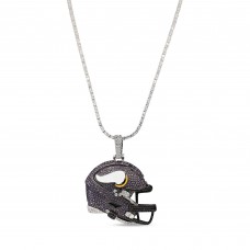 Minnesota Vikings GLD 14K White Gold Logo Pendant & 20 Tennis Chain