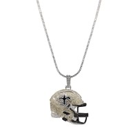 New Orleans Saints GLD 14K White Gold Logo Pendant & 20 Tennis Chain
