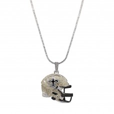 New Orleans Saints GLD 14K White Gold Logo Pendant & 20 Tennis Chain