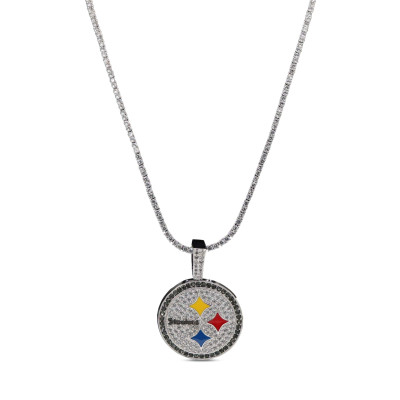 Кулон Pittsburgh Steelers GLD 14K White Gold Logo & 20 Tennis Chain