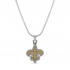 New Orleans Saints GLD 14K White Gold Logo Pendant & 20 Tennis Chain New Orleans Saints GLD 14K White Gold Logo Pendant & 20 Tennis Chain