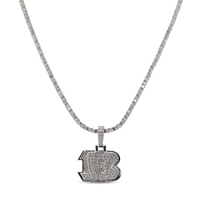 Кулон Cincinnati Bengals GLD 14K White Gold Logo & 20 Tennis Chain
