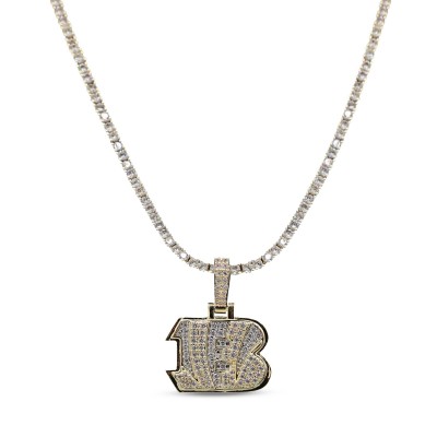 Cincinnati Bengals GLD 18K Yellow Gold Logo Pendant & 20 Tennis Chain