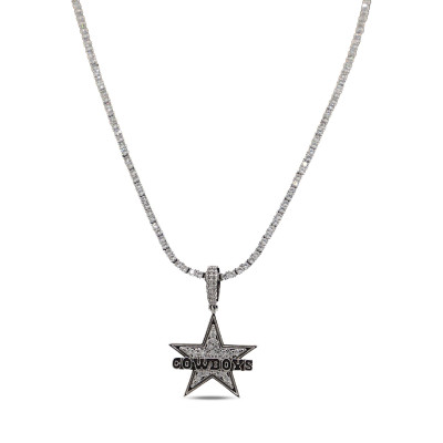 Dallas Cowboys The GLD Shop 14K White Gold Logo Pendant & 20 Tennis Chain
