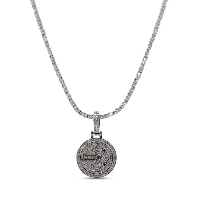 Кулон Pittsburgh Steelers GLD 14K White Gold Logo & 20 Tennis Chain