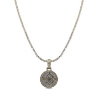 Pittsburgh Steelers GLD 18K Yellow Gold Logo Pendant & 20 Tennis Chain