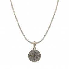 Pittsburgh Steelers GLD 18K Yellow Gold Logo Pendant & 20 Tennis Chain