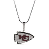 Kansas City Chiefs GLD 14K White Gold Logo Pendant & 20 Tennis Chain