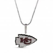 Kansas City Chiefs GLD 14K White Gold Logo Pendant & 20 Tennis Chain