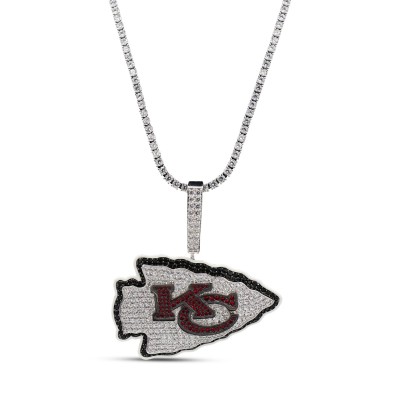 Kansas City Chiefs GLD 14K White Gold Logo Pendant & 20 Tennis Chain
