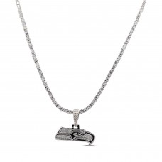 Seattle Seahawks GLD 14K White Gold Logo Pendant & 20 Tennis Chain