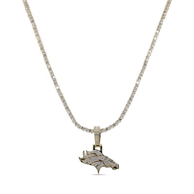 Denver Broncos The GLD Shop 18K Yellow Gold Logo Pendant & 20 Tennis Chain