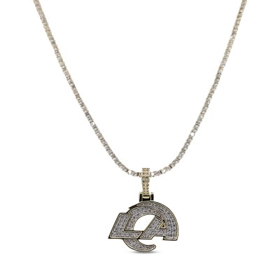 Los Angeles Rams GLD 18K Yellow Gold Logo Pendant & 20 Tennis Chain