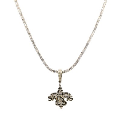 New Orleans Saints GLD 18K Yellow Gold Logo Pendant & 20 Tennis Chain