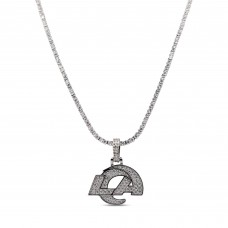Los Angeles Rams GLD 14K White Gold Logo Pendant & 20 Tennis Chain