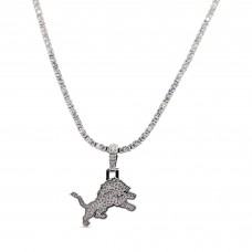 Detroit Lions The GLD Shop 14K White Gold Logo Pendant & 20 Tennis Chain