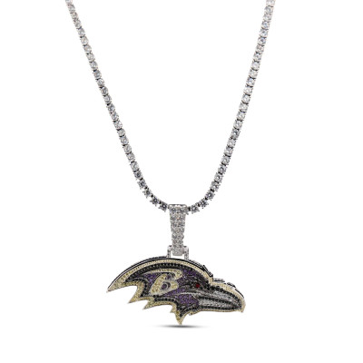 Кулон Baltimore Ravens GLD 14K White Gold Logo & 20 Tennis Chain