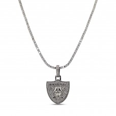 Las Vegas Raiders GLD 14K White Gold Logo Pendant & 20 Tennis Chain