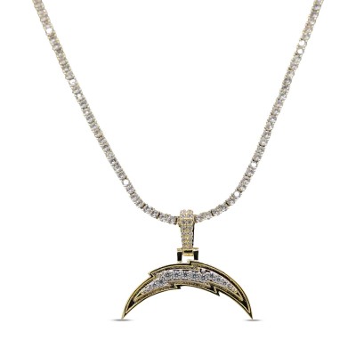 Los Angeles Chargers GLD 18K Yellow Gold Logo Pendant & 20 Tennis Chain