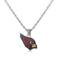 Arizona Cardinals GLD 14K White Gold Logo Pendant & 20 Rope Chain