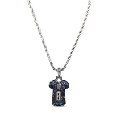 Кулон Baltimore Ravens Lamar Jackson GLD 14K White Gold Logo & 20 Rope Chain