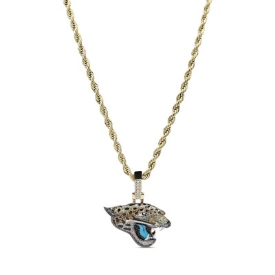 Jacksonville Jaguars GLD 18K Yellow Gold Logo Pendant & 20 Rope Chain