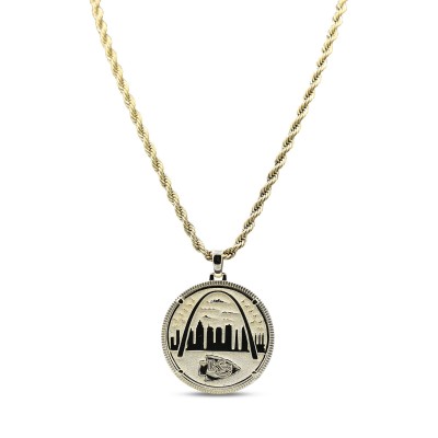 Kansas City Chiefs GLD 18K Yellow Gold Logo Pendant & 20 Rope Chain