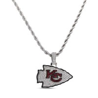 Kansas City Chiefs GLD 14K White Gold Logo Pendant & 20 Rope Chain