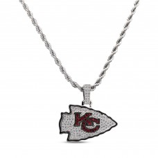 Kansas City Chiefs GLD 14K White Gold Logo Pendant & 20 Rope Chain