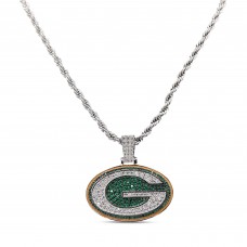 Green Bay Packers The GLD Shop 14K White Gold Logo Pendant & 20 Rope Chain