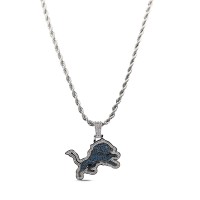 Detroit Lions The GLD Shop 14K White Gold Logo Pendant & 20 Rope Chain
