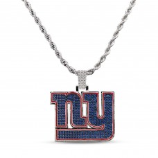 New York Giants GLD 14K White Gold Logo Pendant & 20 Rope Chain