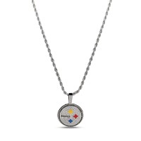 Pittsburgh Steelers GLD 14K White Gold Logo Pendant & 20 Rope Chain