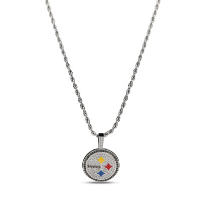 Кулон Pittsburgh Steelers GLD 14K White Gold Logo & 20 Rope Chain