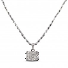 Cincinnati Bengals GLD 14K White Gold Logo Pendant & 20 Rope Chain