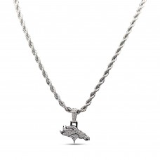 Denver Broncos GLD 14K White Gold Logo Pendant & 20 Rope Chain