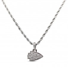 Kansas City Chiefs GLD 14K White Gold Logo Pendant & 20 Rope Chain