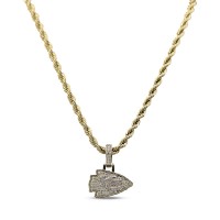 Kansas City Chiefs GLD 18K Yellow Gold Logo Pendant & 20 Rope Chain
