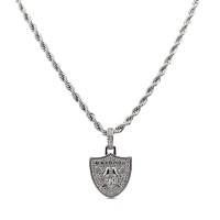 Las Vegas Raiders GLD 14K White Gold Logo Pendant & 20 Rope Chain