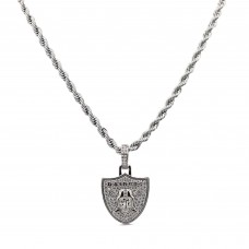 Las Vegas Raiders GLD 14K White Gold Logo Pendant & 20 Rope Chain