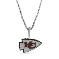 Kansas City Chiefs GLD 14K White Gold Logo Pendant & 20 Rope Chain