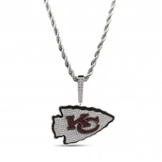 Kansas City Chiefs GLD 14K White Gold Logo Pendant & 20 Rope Chain