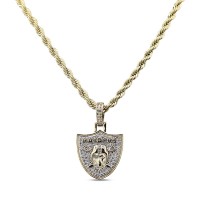 Las Vegas Raiders GLD 18K Yellow Gold Logo Pendant & 20 Rope Chain