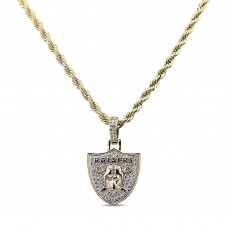 Las Vegas Raiders GLD 18K Yellow Gold Logo Pendant & 20 Rope Chain
