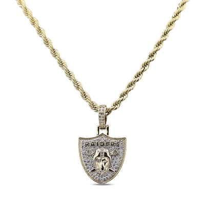 Las Vegas Raiders GLD 18K Yellow Gold Logo Pendant & 20 Rope Chain