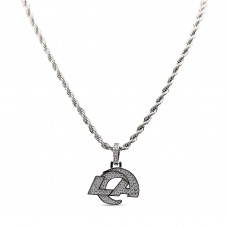 Los Angeles Rams GLD 14K White Gold Logo Pendant & 20 Rope Chain