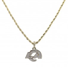 Los Angeles Rams GLD 18K Yellow Gold Logo Pendant & 20 Rope Chain