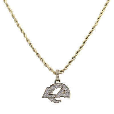 Los Angeles Rams GLD 18K Yellow Gold Logo Pendant & 20 Rope Chain